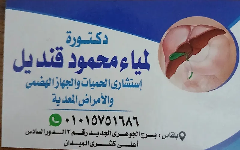 عيادة د/ لمياء محمود قنديل للحميات والباطنة والكبد والجهاز الهضمى